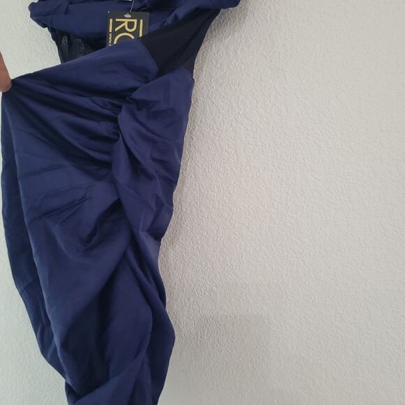 Roma Costumes Ruched Satin and Mesh Navy and Black Strapless Dress Size M NWT - Picture 7 of 7